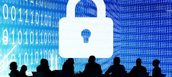 Business People Binary Code Lock Security Concept